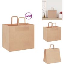 Sacs en papier kraft 250 pcs avec poignées marron 32x22x28 cm - Sac En Papier Kraft - Sacs En Papier Kraft - Sac En Papier - Sac Kraft