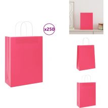 Sacs en papier kraft 250 pcs avec poignées rose 26x12x35 cm - Sac En Papier Kraft - Sacs En Papier Kraft - Sac En Papier - Sac Kraft