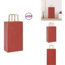 Sacs en papier kraft 250 pcs avec poignées rouge 21x11x36 cm - Sac En Papier Kraft - Sacs En Papier Kraft - Sac En Papier - Sac Kraft