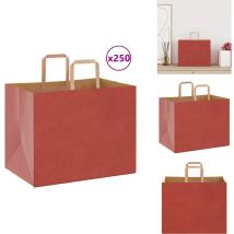 Sacs en papier kraft 250 pcs avec poignées rouge 32x22x24 cm - Sac En Papier Kraft - Sacs En Papier Kraft - Sac En Papier - Sac Kraft