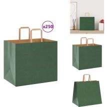 Sacs en papier kraft 250 pcs avec poignées vert 32x22x28 cm - Sac En Papier Kraft - Sacs En Papier Kraft - Sac En Papier - Sac Kraft