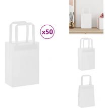 Sacs en papier kraft 50 pcs avec poignées blanc 15x8x21 cm - Sac En Papier Kraft - Sacs En Papier Kraft - Sac En Papier - Sac Kraft
