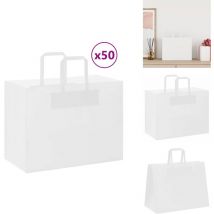 Sacs en papier kraft 50 pcs avec poignées blanc 32x17x25 cm - Sac En Papier Kraft - Sacs En Papier Kraft - Sac En Papier - Sac Kraft