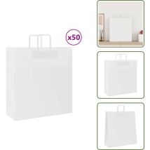 Sacs en papier kraft 50 pcs avec poignées blanc 45x17x48 cm - Sac En Papier Kraft - Sacs En Papier Kraft - Sac En Papier - Sac Kraft