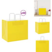 Sacs en papier kraft 50 pcs avec poignées jaune 32x22x28 cm - Sac En Papier Kraft - Sacs En Papier Kraft - Sac En Papier - Sac Kraft