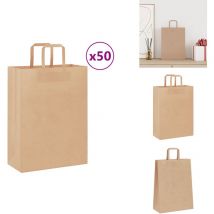 Sacs en papier kraft 50 pcs avec poignées marron 26x12x35 cm - Sac En Papier Kraft - Sacs En Papier Kraft - Sac En Papier - Sac Kraft