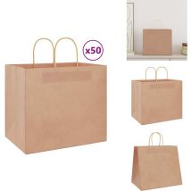 Sacs en papier kraft 50 pcs avec poignées marron 32x22x28 cm - Sac En Papier Kraft - Sacs En Papier Kraft - Sac En Papier - Sac Kraft