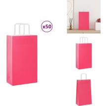 Sacs en papier kraft 50 pcs avec poignées rose 21x11x36 cm - Sac En Papier Kraft - Sacs En Papier Kraft - Sac En Papier - Sac Kraft