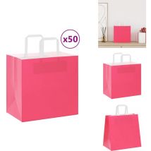 Sacs en papier kraft 50 pcs avec poignées rose 26x17x25 cm - Sac En Papier Kraft - Sacs En Papier Kraft - Sac En Papier - Sac Kraft
