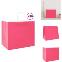 Sacs en papier kraft 50 pcs avec poignées rose 32x22x28 cm - Sac En Papier Kraft - Sacs En Papier Kraft - Sac En Papier - Sac Kraft