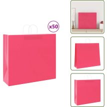 Sacs en papier kraft 50 pcs avec poignées rose 54x15x49 cm - Sac En Papier Kraft - Sacs En Papier Kraft - Sac En Papier - Sac Kraft