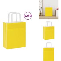 Sacs en papier kraft Bags pcs avec poignées jaune 18x8x22 cm - Sac En Papier Kraft - Sacs En Papier Kraft - Sac En Papier - Sac Kraft