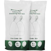 Songmics - Sacs poubelle avec poignées, volume 30L, sur mesure, Sacs à ordures pour double poubelle 60L, code du sac 30A, 2 rouleaux, 90 sacs,