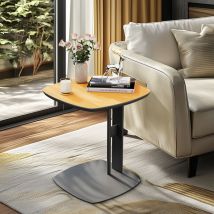 Saddle Leather Side End Table with Metal Pedestal c Shaped - Orange
