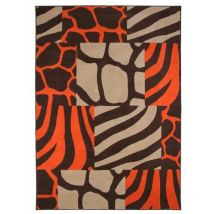 Thedecofactory - safari - Tapis motif patchwork ethnique marron et orange 160x230