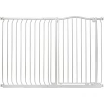 Safetots - Extra Tall Curved Top Safety Gate, 134cm - 143cm, Matt White, Extra Tall 100cm in Height, Pressure Fit Stair Gate
