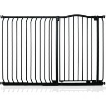 Safetots - Extra Tall Curved Top Safety Gate, 134cm - 143cm, Matt Black, Extra Tall 100cm in Height, Pressure Fit Stair Gate
