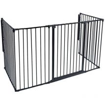 Safetots Extra Tall Multi Panel Fire Surround, 51cm Deep x 190cm Wide, Black, 105cm High, Baby and Toddler Fire Guard