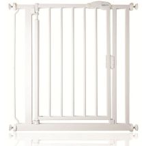 Safetots - Pressure Fit Self Closing Stair Gate, Extra Narrow, 61cm - 66.5cm, White, Auto Closing Baby Gate, Safety Barrier