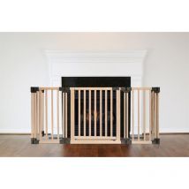 Safetots - Wooden Multi Panel Fire Surround, 48cm Deep x 160cm Wide, Natural Wood, 76cm Tall, Baby and Toddler Fire Guard