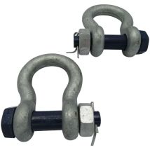 Securefix Direct - Safety Pin Bow Shackles X2 - 2 Ton Galvanised 16MM 2000KG Omega