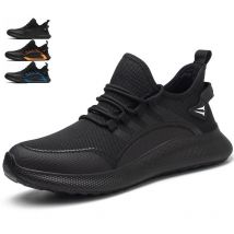 Tonchean - Safety Shoes for Men and Women, Anti-shock, Anti-puncture, Breathable and Lightweight, Steel Toe Cap Work Shoes Black Size 42