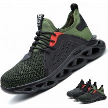 Safety Shoes Lightweight Men Women - Breathable Flying Puncture Proof Sneakers Work Shoes Steel Toe Cap Construction Shoe,Green-45