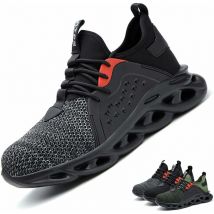 Safety Shoes Lightweight Men Women - Breathable Flying Puncture Proof Sneakers Work Shoes Steel Toe Cap Construction Shoe,Grey-36