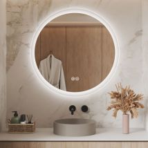 S'AFIELINA 60cm Round Bathroom LED Mirror Backlit Makeup Mirror, Dimmable, Anti-Fog, Wall Mounted for Modern Bathrooms,Ideal for Makeup and Grooming