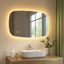 S'AFIELINA 50×80 cm Bathroom Mirror with Lighting, Oval LED Mirror with Touch Switch, Dimmable, 3 Adjustable Light Colors, Anti-Fog, Memory Function