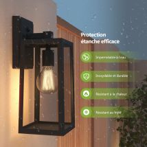 Applique extérieure avec capteur de lumière Retro Industrial sans ampoule pour jardin, garage, couloir - S'afielina