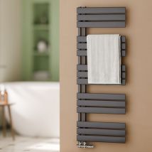 S'afielina - Badheizkörper Handtuchheizkörper Anthrazit Flach Paneel Seitenanschlusss Heizkörper für Bad 1320x500mm 661 Watt
