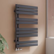 Badheizkörper Handtuchheizkörper Anthrazit Flach Paneel Seitenanschlusss Heizkörper für Bad 899 x 600 mm 400 Watt - S'afielina