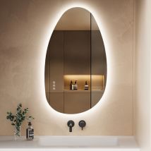 S'afielina - Badspiegel mit Beleuchtung 85×50cm led Touch Schalter Wandspiegel 3 Lichtfarben und Dimmbar, Anti-Beschlag- und Memory-Funktion