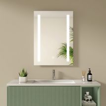 S'afielina - Bathroom led Mirror with Shaver Socket Backlit Illuminated led Bathroom Mirror with Touch Sensor, 500x700mm