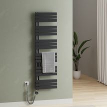 S'afielina - Elektrischer Badheizkörper Handtuchtrockner mit Timing Elektrisch Thermostat, Handtuchwärmer mit Heizstab, Anthrazit 159.9x50 cm