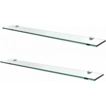 S'afielina - Glass Bathroom Shelves, Wall Mounted Bathroom Shelf 8MM Thick Tempered Glass Shelf for Kitchen Living Room and Toilet, 78CM 2 Packs