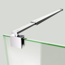 Barre de stabilisation, Barre de support pour parois de douche, Angulaire, Flexible, Réglable 700 - 1200 mm, Stabilisateur pour verre d'épaisseur 8