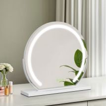 S'afielina - Small Hollywood Mirror 400mm Round White led Makeup Mirror 3 Colour Lighting Modes 180°Rotation Touch Screen Control