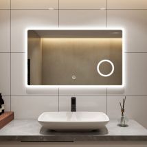 S'afielina - Miroir lumineux de salle de bain salle de bain avec éclairage Miroir Mural 3x Grossissement Miroir lumineux à économie d'énergie 6500K