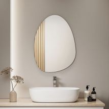 Miroir mural asymétrique 75×55cm, Miroir sans cadre avec bords lisses pour la décoration, idéal pour le salon, la chambre à coucher, le couloir