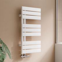 S'afielina - Sèche-serviettes eau chaude 342W Lateral connection Tube plat Sans vanne Blanc 762×400mm