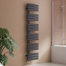 S'afielina - Sèche-serviettes eau chaude 684W Lateral connection Tube plat Sans vanne Anthracite 160×400mm