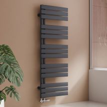 S'afielina - Sèche-serviettes eau chaude 661W Lateral connection Tube plat Sans vanne Anthracite 132×500mm