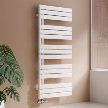 S'afielina - Sèche-serviettes eau chaude 798W Lateral connection Tube plat Sans vanne Blanc 132×600mm