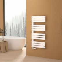 S'afielina - Sèche-serviettes eau chaude 529W Lateral connection Tube plat Avec vanne Blanc 104.1×500mm