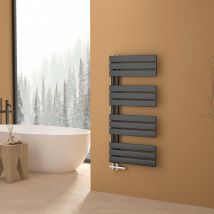 S'afielina - Sèche-serviettes eau chaude 529W Lateral connection Tube plat Avec vanne Anthracite 104.1×500mm