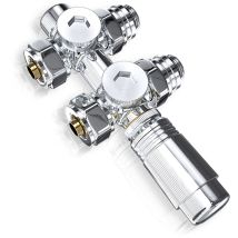 Thermostat De Radiateur Set Multibloc Pour Radiateur Robinetterie De Raccordement Pour Radiateur De Salle De Bain, Chrom (1 Pc) - S'Afielina
