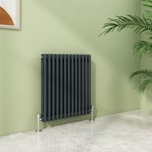 S'afielina - Cast Iron Radiator 2 Column Traditional Radiator Anthracite Designer Central Heating Rad 600x600mm