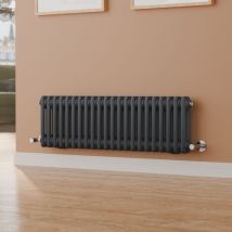 S'AFIELINA 2 Column Traditional Cast Iron Radiator Anthracite Traditional Radiator Central Heating 300x1000mm